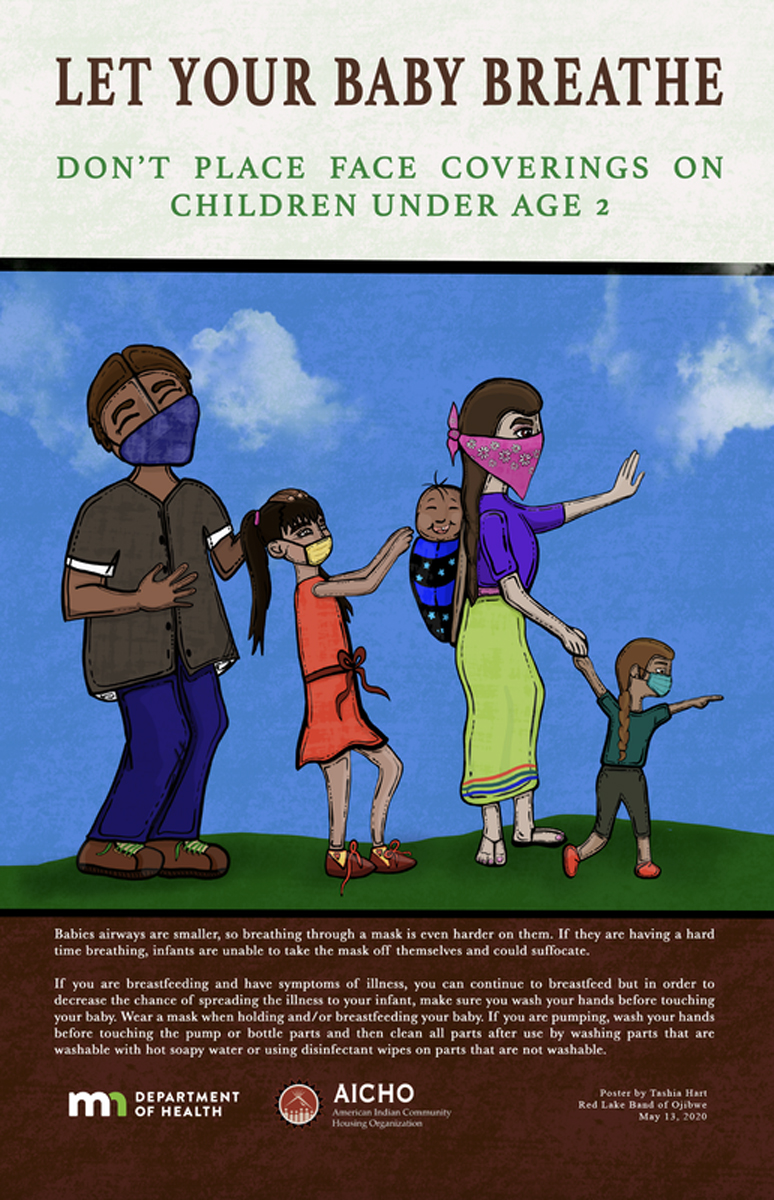 poster image of a drawing of a family with a baby saying ler your baby breathe